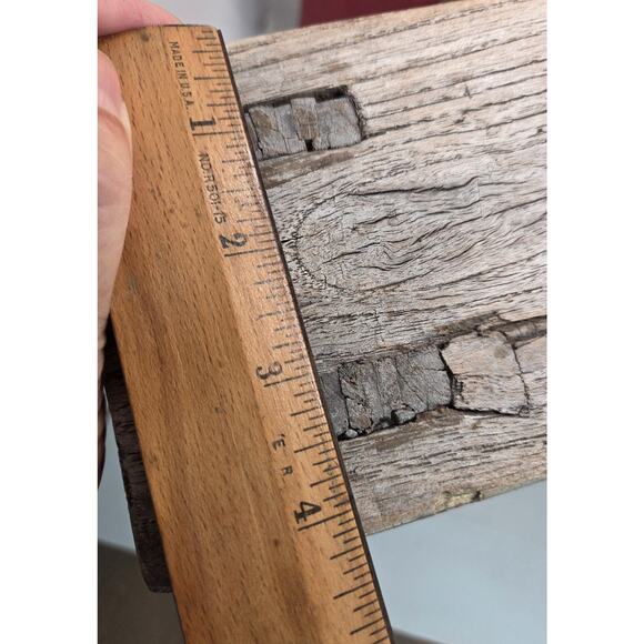 Vintage Chinese Elm Wood Worker Stool 11 X 10 X 4.5 Inch Rustic Sturdy - Picture 8 of 10